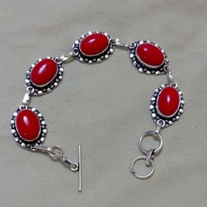 New coral red sterling silver bracelet